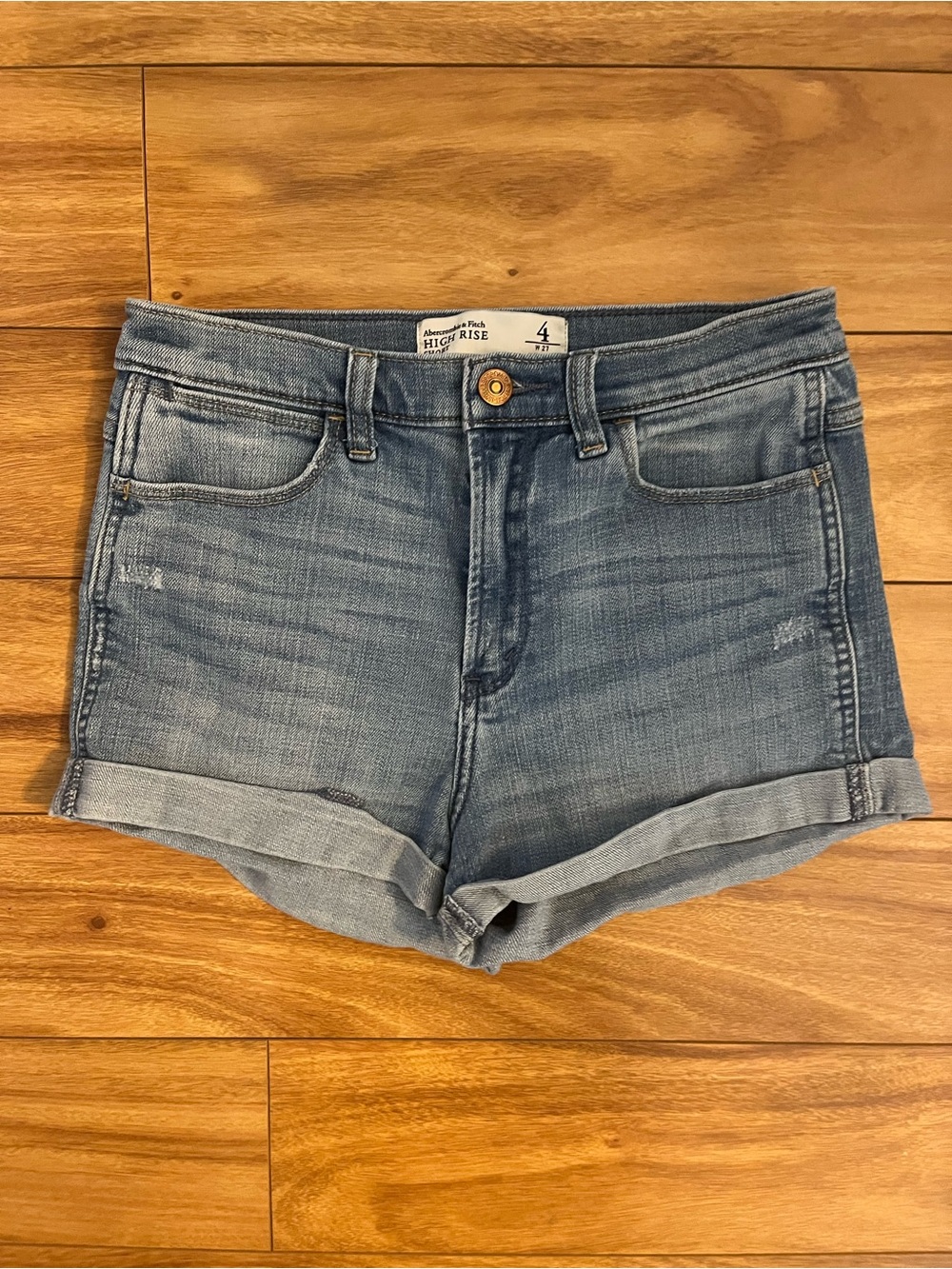 Abercrombie & Fitch Light Blue High-Rise Denim Shorts